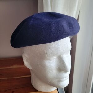 Vintage Henry Pollak Glenover Women's Hat Navy Blue 100% Wool Retro Style